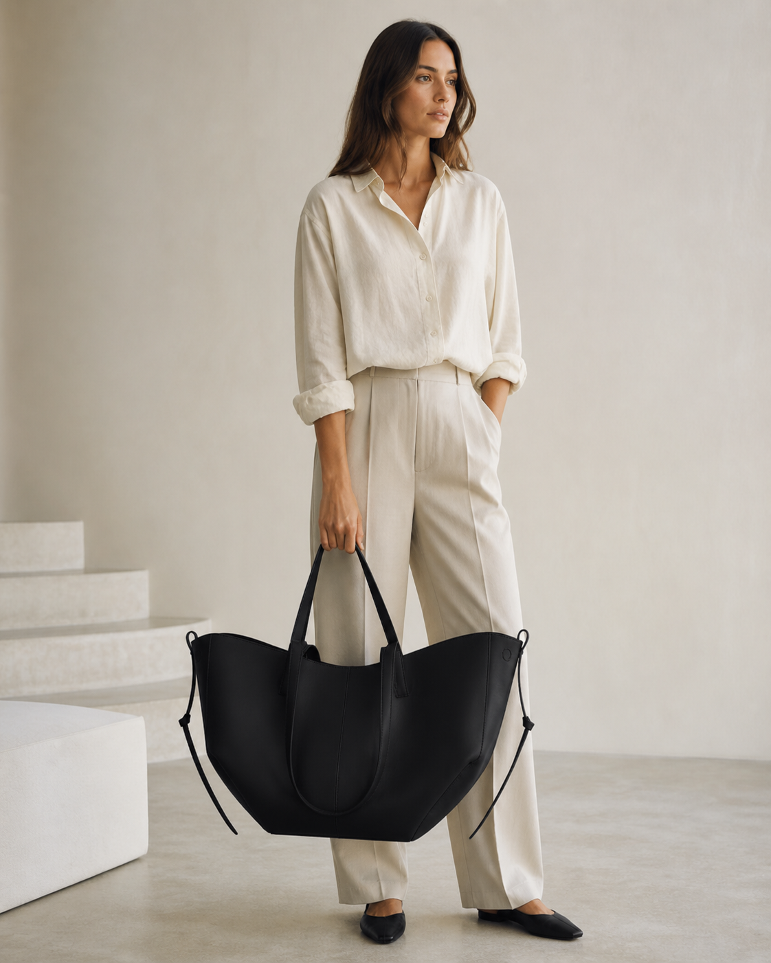Sesión Bolso Tote de Piel Artesanal IKIGAI COUTURE - Vista lateral
