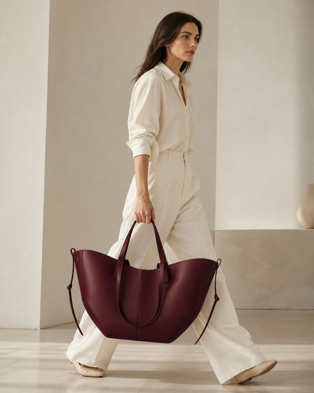 Bolso Tote de Piel Artesanal IKIGAI COUTURE - Color Bronce ángulo