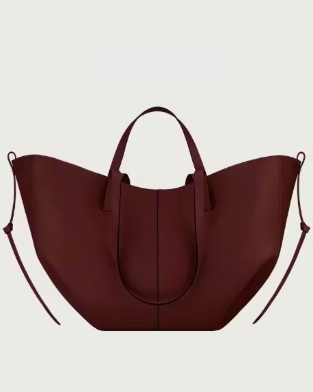 Bolso Tote de Piel Artesanal IKIGAI COUTURE - Color Granate ángulo